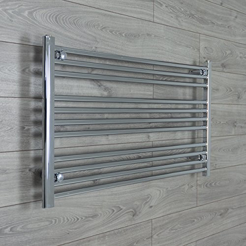 companyblue 1000mm wide x 600mm high Heated Towel Rail Straight Flat Chrome Bathroom Warmer Radiator Rack Central Heating