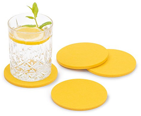 FILU Filzuntersetzer rund 8er Pack (Farbe wählbar) gelb – Untersetzer aus Filz für Tisch und Bar als Glasuntersetzer/Getränkeuntersetzer für Glas und Gläser