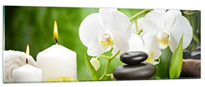 Panorama Bilder auf Glas Blume aromatherapie spa Glasbild 90x30cm Wandbilder Dekoration Wohnzimmer Schlafzimmer Küche Klein Wanddeko Bild im Glas Wand Kunstdruck Art Modern Wall Decor GAB90x30-2718