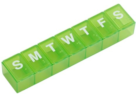 EZY DOSE Weekly (7-Day) Daily Pill Case, Medicine Planner, Vitamin Organizer, Supplement Container, Convenient and Easy to Use, Large Compartments, Travel Friendly, Color May Vary, BPA Free