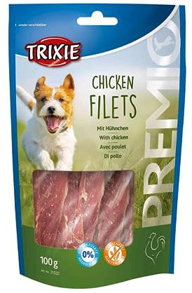 TRIXIE Hundeleckerli PREMIO Hunde-Chicken Filets 100g - Premium Leckerlis für Hunde glutenfrei - ohne Getreide & Zucker, schmackhafte Belohnung für Training & Zuhause - 31532