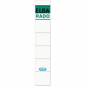Elba Ordnerrückenschild kurz/schmal weiß schwarz/grüner Aufdruck 10 Stück