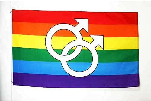 AZ FLAG - Drapeau Arc-en-Ciel Double Mars Grand - 150x90 cm - Drapeau Lgbt - Gay - Rainbow 100% Polyester Avec Oeillets Métalliques Intégrés - Pavillon 110 g