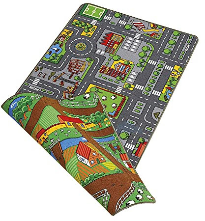 Plum Duoplay Teppich, 80 x 120 cm, Stadtlandschaft & Cartoon, Kinder-Spielteppich