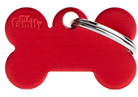 My Family Placa de Identificación personalizado para perro Made in Italy, Hueso grande, Placa de identificación de Perro Grabada Gratis, Metal esmaltado a mano, Colección Basic, 38x25 mm