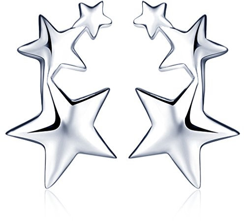 Unendlich U 3 Sterne Pentagramme Damen Ohrstecker 925 Sterling Silber Stecker Ohrringe Ohrschmuck Earrings, Silber