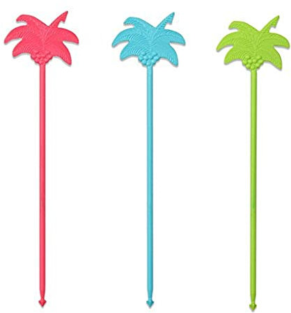 Fackelmann Partypicker Palme, Kunststoff, mehrfarbig, 24 x 6 x 0,3 cm, 12-Einheiten