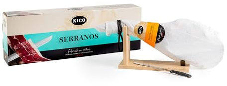PACK GEREIFTER VORDERSCHINKEN, ganzes Stück + Schinken + Messer. 4,5 kg, 12 Monate gereift. Ideal als Geschenk.