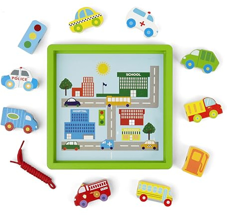 ousehouse Gifts Holzspielzeug Auto & Lastwagen Spielset zum Einfädeln von Mousehouse Geschenke