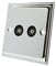 Slimline Polished Chrome 2 Gang TV Socket Black Insert - 2 Gang Aerial Coaxial Female Socket