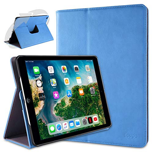 doupi Deluxe Protección Funda para iPad Air (1. Gen.), Smart Sleep/Wake Up función 360 Grados giratoria del Caso del Soporte Bolsa, Azul