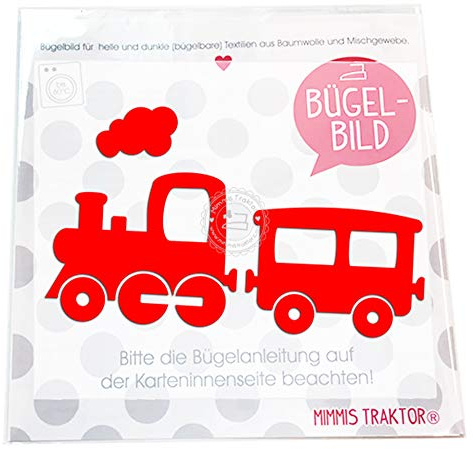 Bügelbild Zug Lokomotive 13 x 7,5 cm ROT Flockfolie Aufbügler Applikationen Bügelsticker für Stoffe Textilien Kinder zum Aufbügeln Flicken