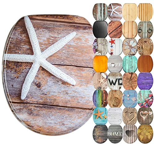 Sanilo Soft Close Toilet Seat, Wide Choice of Wooden Toilet Seats, Stable Hinges, Easy to Mount (Bahia)