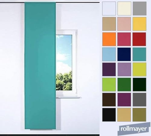 Rollmayer Schiebevorhang Schiebepanel Vivid Türkis 17 Klettband 60x200cm | Flachenvorhang Schiebegardine Vorhang Raumteiler