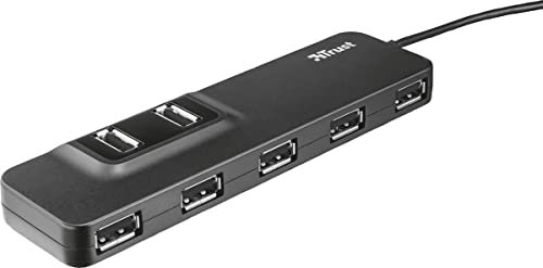 Trust Oila - Hub USB 2.0 con 7 Puertos, Negro