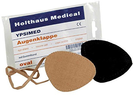 YPSIMED Augenklappe, Augenschutz, Augenbinde, Gummiband, oval, schwarz, 1 Stück