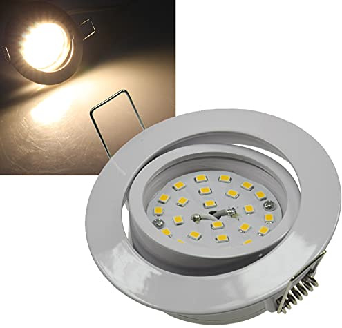 ChiliTec LED Einbauleuchte Spot schwenkbar 5Watt 590 Lumen | 32mm flach 230V Einbaustrahler Edelstahl Weiß Design 2900k Licht Warmweiß