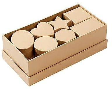 folia 31510 - Pappschachtel Set, natur, 15 teilig, sortiert in verschiedenen Formen und Größen - ideal zum Verzieren und Verschenken