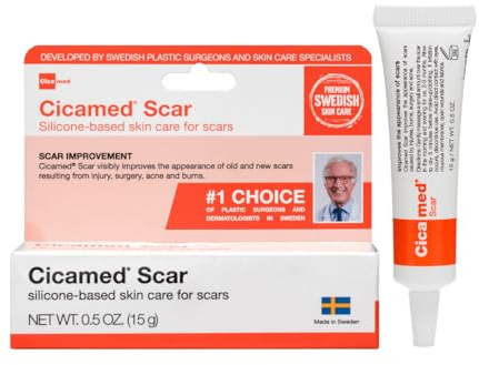Cicamed Narbenbehandlung – Alte & neue Narbenentfernung – Korrekturgel – Flexibles, klares medizinisches Silikon für Gesicht, Körper, C-Sektionen, Operationen, Verbrennungen, Akne – Klinisch getestet