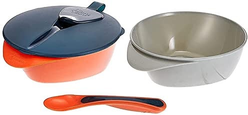 Tommee Tippee Easy Scoop Feeding Bowls with Lid and Spoon for Babies 6m+, Includes 2 Bowls, Travel Friendly and Perfect for Weaning, BPA Free and Microwave Safe