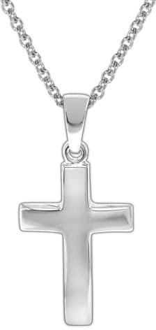 trendor Kinder Halskette mit Kreuz 925 Silber Kinder Halskette Silber, Halskette für Mädchen und Jungen, Silberkette mit Kreuz, Kreuzkette Silber 35868