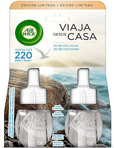 Air Wick Eléctrico - Recambio de Ambientador Automático Eléctrico, Aroma a Oasis Turquesa - 2 x 19ml, El Embalaje Puede Variar