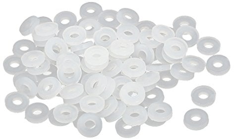 sourcing map 100 Stück Flachpolster Isolierscheiben Dichtungen Befestigungselement M2 x 5mm x 1mm Nylon Weiß