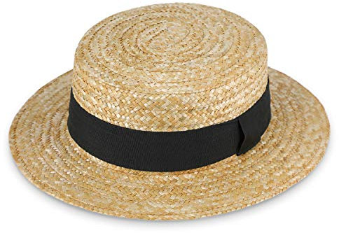fiebig Kreissäge Strohhut Beige Damen & Herren | Sonnenhut aus 100% Weizenstroh | Boater Made in Italy | Gondoliere-Hut für Frühjahr & Sommer | Hut mit Ripsband (61-XL)