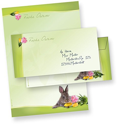 Briefpapier Set A4 Osterhase (250 Sets ohne Fenster) 250 Briefbogen + 250 Umschläge Ostern