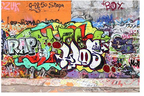 Bilderwelten Graffiti Fototapete inkl. Kleister 480x320cm - Vliestapete Made in Germany - Graffiti Tapete Jugendzimmer - Street Art Tapete - Graffiti Wandtapete Flur Gaming Zimmer T_1662