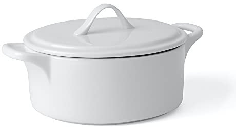 Holst Porzellan Porcellana trihorse COC 212 cocotte/Civetta/pentola con Coperchio 1,10 L, Bianco, 17,1 x 15,5 x 11 cm