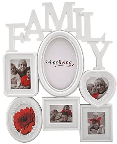 PrimoLiving Family Bildergalerie mit Herz für 6 Bilder 3D Optik Bilderrahmen in Weiß P-299