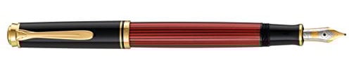 Pelikan 923029 Kolbenfüllhalter Souverän M 400 Bicolor-goldfeder 14-K/585 Federbreite M, 1 Stück, schwarz/rot