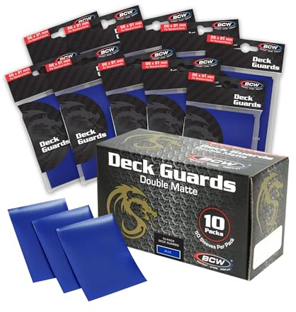 BCW Blue Matte Finish Card Sleeves, 500 Count - Deck Guard, Acid-Free, Archival Safe, Non-Glare, Standard Gaming Size 66 x 91mm, 10 Packages (5000 Sleeves) [Display Bundle]