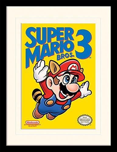 Pyramid International MP11296P-PL Super Mario Bros 3 (NES Cover) montiert und gerahmt, Mounted 250 GSM Paperwrap MDF, Mehrfarbig, 44 x 33 x 4 cm