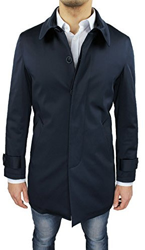 Cappotto Soprabito uomo blu scuro sartoriale slim fit giaccone invernale casual elegante taglia S M L XL XXL 3XL (XL, blu scuro)