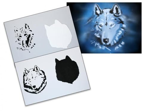 UMR-Design AS-086 Wolfskopf Airbrushschablone Step by Step Grösse M
