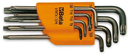 Beta 97RTX/SC8 - Stiftschlüsselsatz, 8 teilig, gebogen, für sicherheitsschrauben tamper resistant Torx® (Art. 97RTX), mit halterung