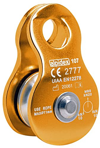 ALPIDEX Seilrolle Umlenkrolle 20 kN - Mobile Pulley Flaschenzug - für Seile bis 11 mm Durchmesser - EN12278, Farbe: orange