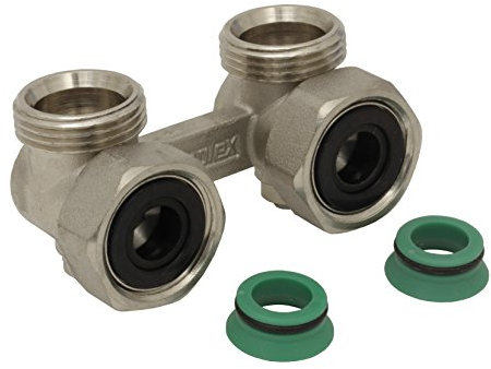 Simplex-Zweirohrhahnblock E2/50 Standard, gewinkelt, abschließbar, 3/4 Zoll AG - Effiziente Heizungssteuerung - F10017