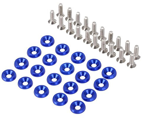 Dophee 20Pcs Aluminium Stoßfänger Kotflügel M6 Schrauben Unterlegscheibe Blau