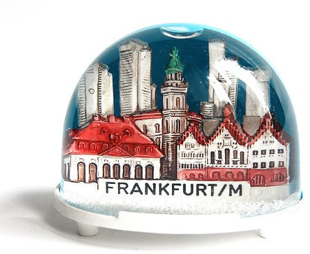 Schneekugel Frankfurt am Main, das Klassische Frankfurt Souvenir, oval, ca. 7 x 6 cm