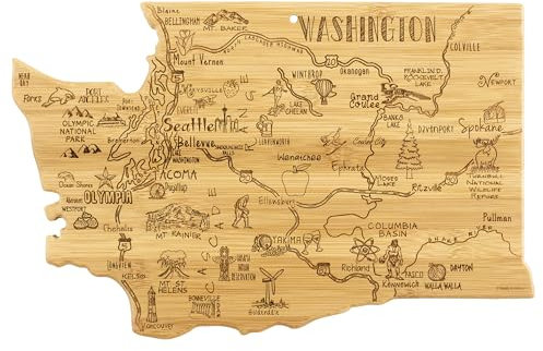 Totally Bamboo Destination Washington State Shaped Cutting Board