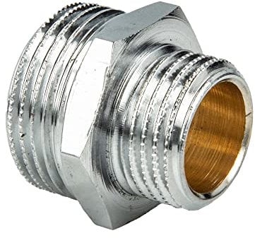 Raccordo doppio raccordo in ottone cromato 3/8 di pollice filettatura maschio x 1/2 pollici filettatura maschio