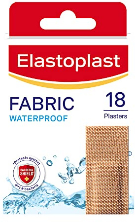 Elastoplast 18s Waterproof Fabric Plaster Strips (180 Pieces), Large Pack of Fabric Plasters, Breathable, Waterproof Everyday Wound Care and Protection
