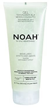 Noah Natural Hair 5.1 - Gel testurizzante volumizzante anti-umidità con menta ed eucalipto per capelli ricci, mossi e lisci, per definire, controllare l'effetto crespo, vegano, cruelty-free, formula a