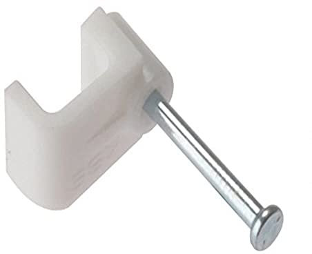 Merriway BH04818 (50 Pcs) Flat Cable Clip for Twin and Earth, White 2.5 mm - Pack of 50 Pieces