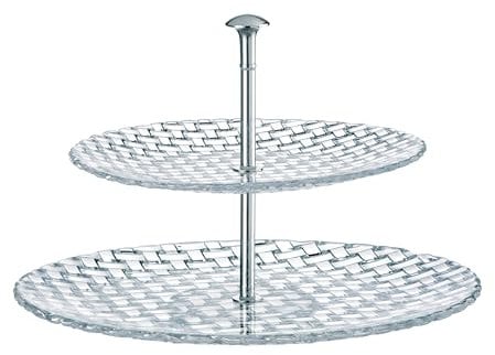 Nachtmann Etagere 2-stöckig 23 cm und 32 cm, Bossa Nova, 78538, Obstetagere aus Kristallglas, Cupcake Ständer spülmaschinenfest, Servierständer für Dessert und Obst