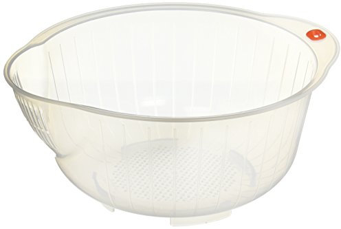 Inomata HIC JapanBargain S-3060 Japanische Reis-Waschschüssel mit Sieb, 2,5 l Kapazität, Plastik, farblos, 2.5-Quart