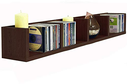 WATSONS VIRGO - 84 CD / 56 DVD/Blu-ray/Video Media Wall Storage Shelf - Dark Oak